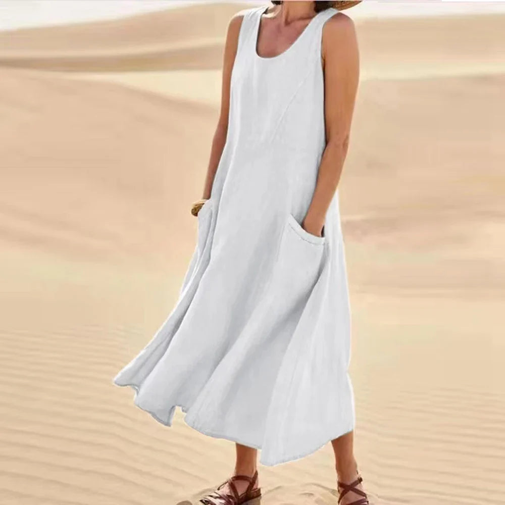 Magdalena lniana sukienka maxi