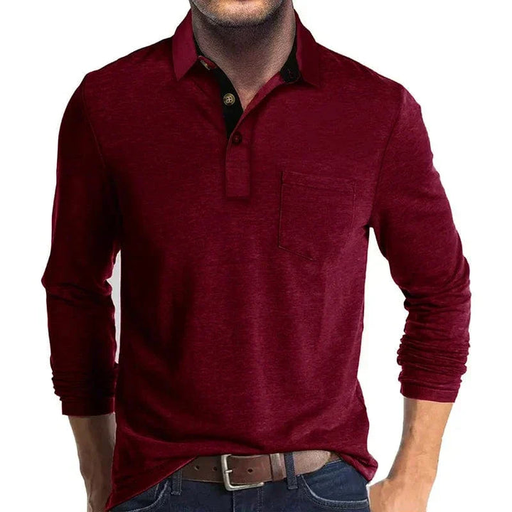 Adrian | Klasyczna Koszulka Polo Męska z Długim Rękawem