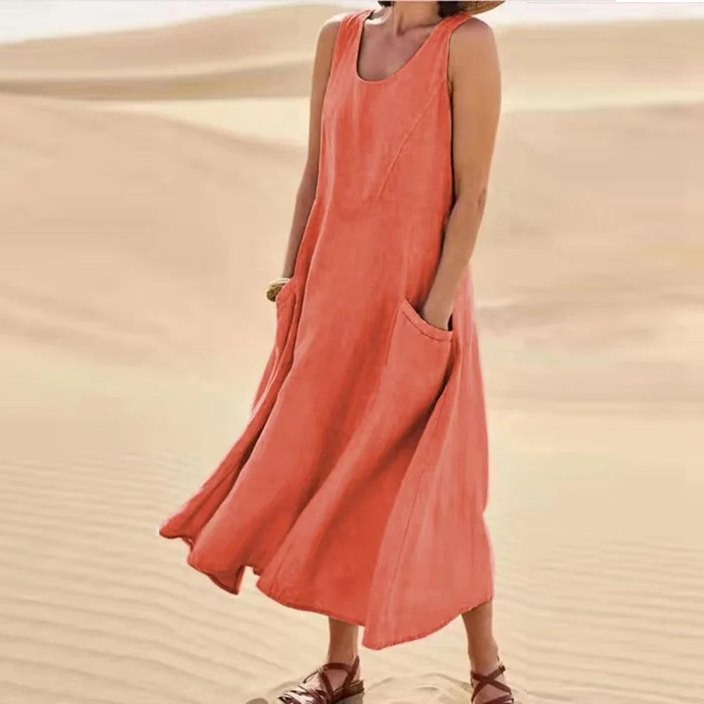 Magdalena lniana sukienka maxi