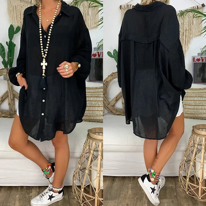 Renata długa koszula lniana oversize
