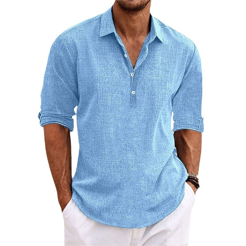 Oskar lniana koszula męska Henley