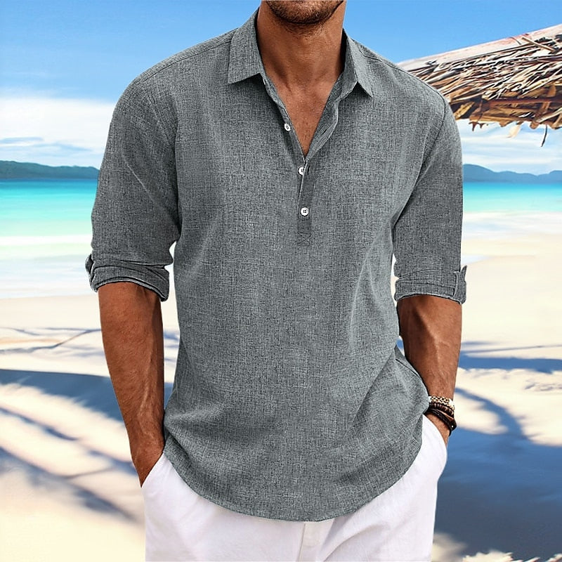 Oskar lniana koszula męska Henley
