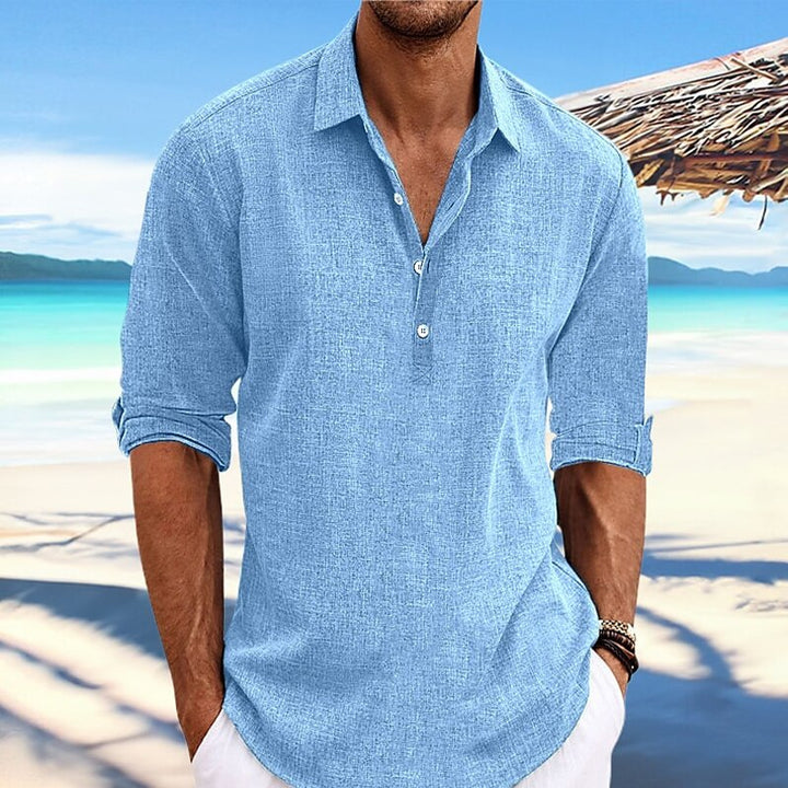 Oskar lniana koszula męska Henley
