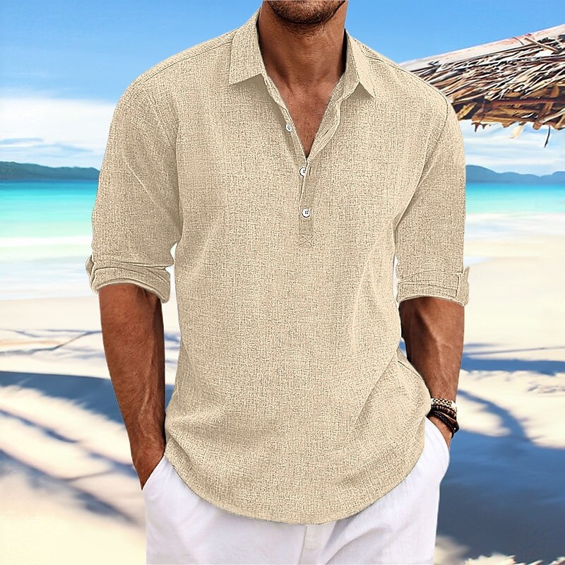Oskar lniana koszula męska Henley