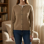 Welvona - Swobodny Kardigan Z Okrągłym Dekoltem