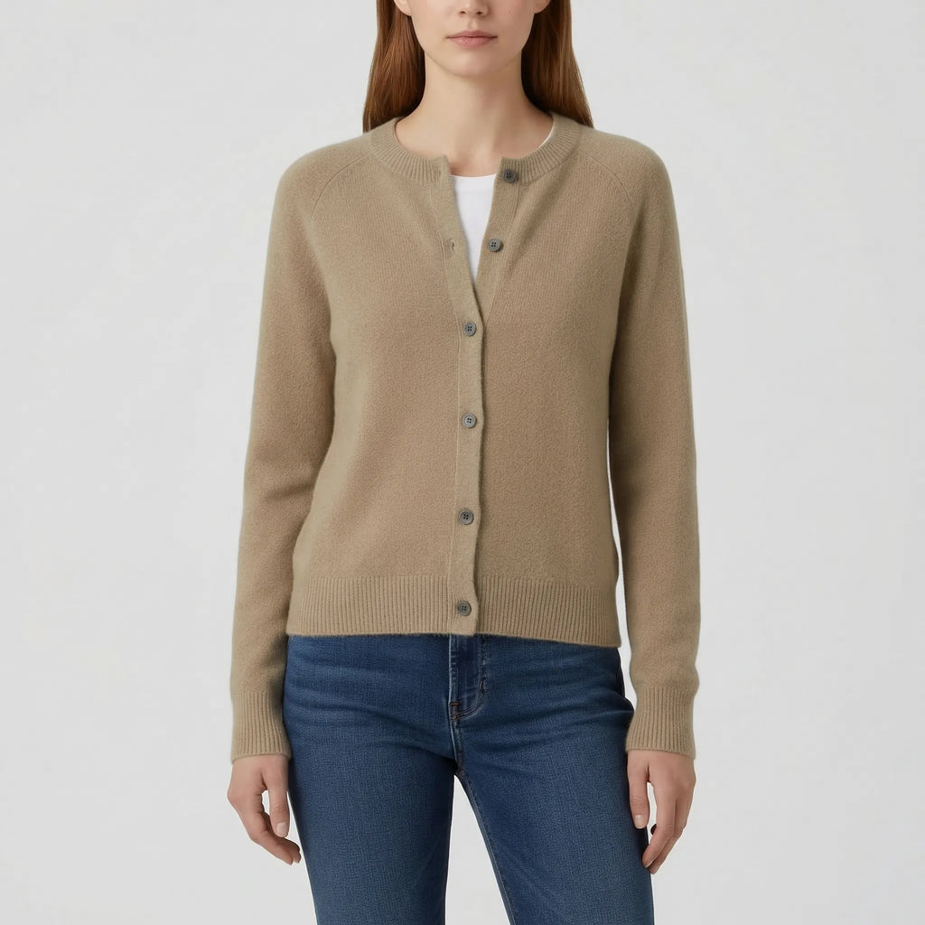 Welvona - Swobodny Kardigan Z Okrągłym Dekoltem