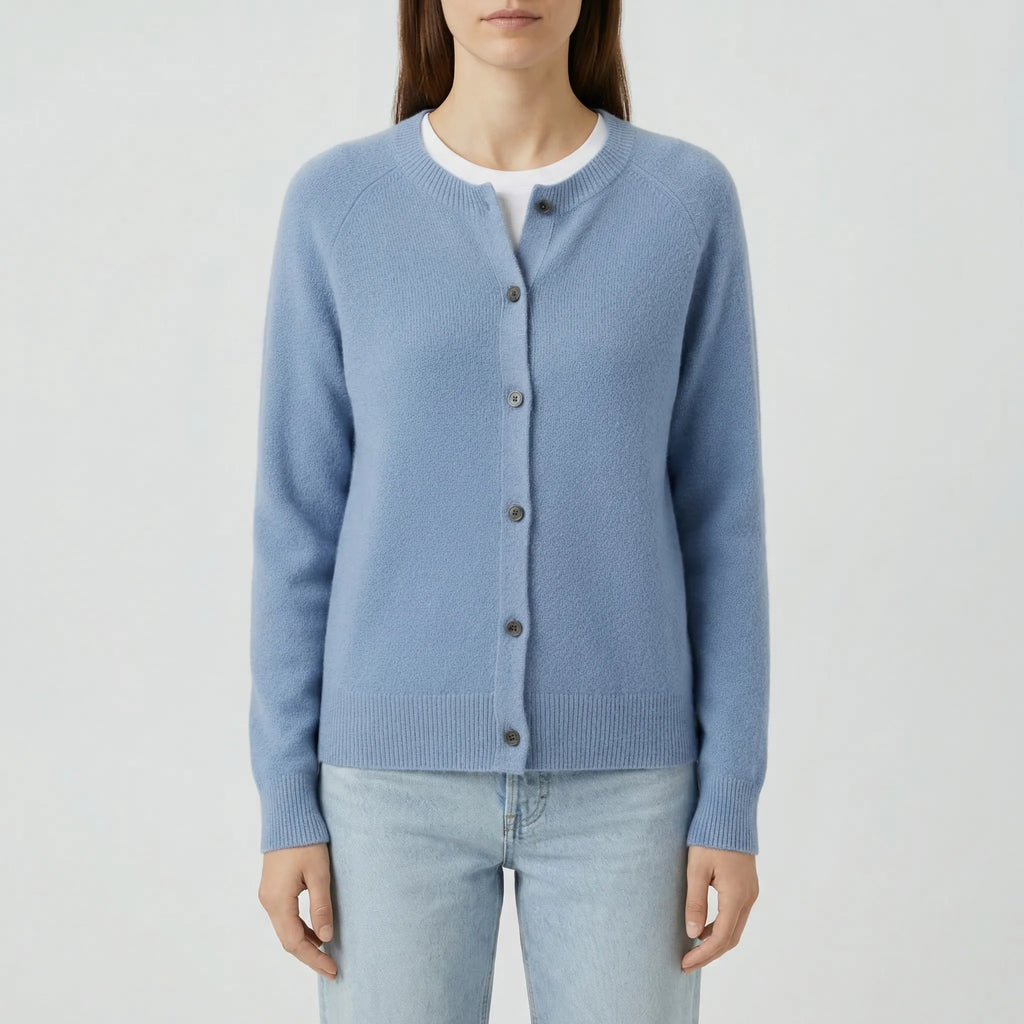 Welvona - Swobodny Kardigan Z Okrągłym Dekoltem