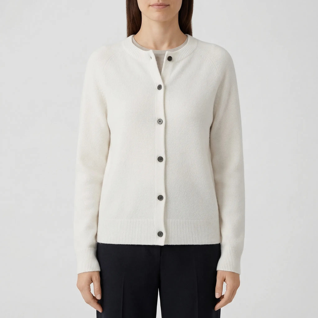 Welvona - Swobodny Kardigan Z Okrągłym Dekoltem