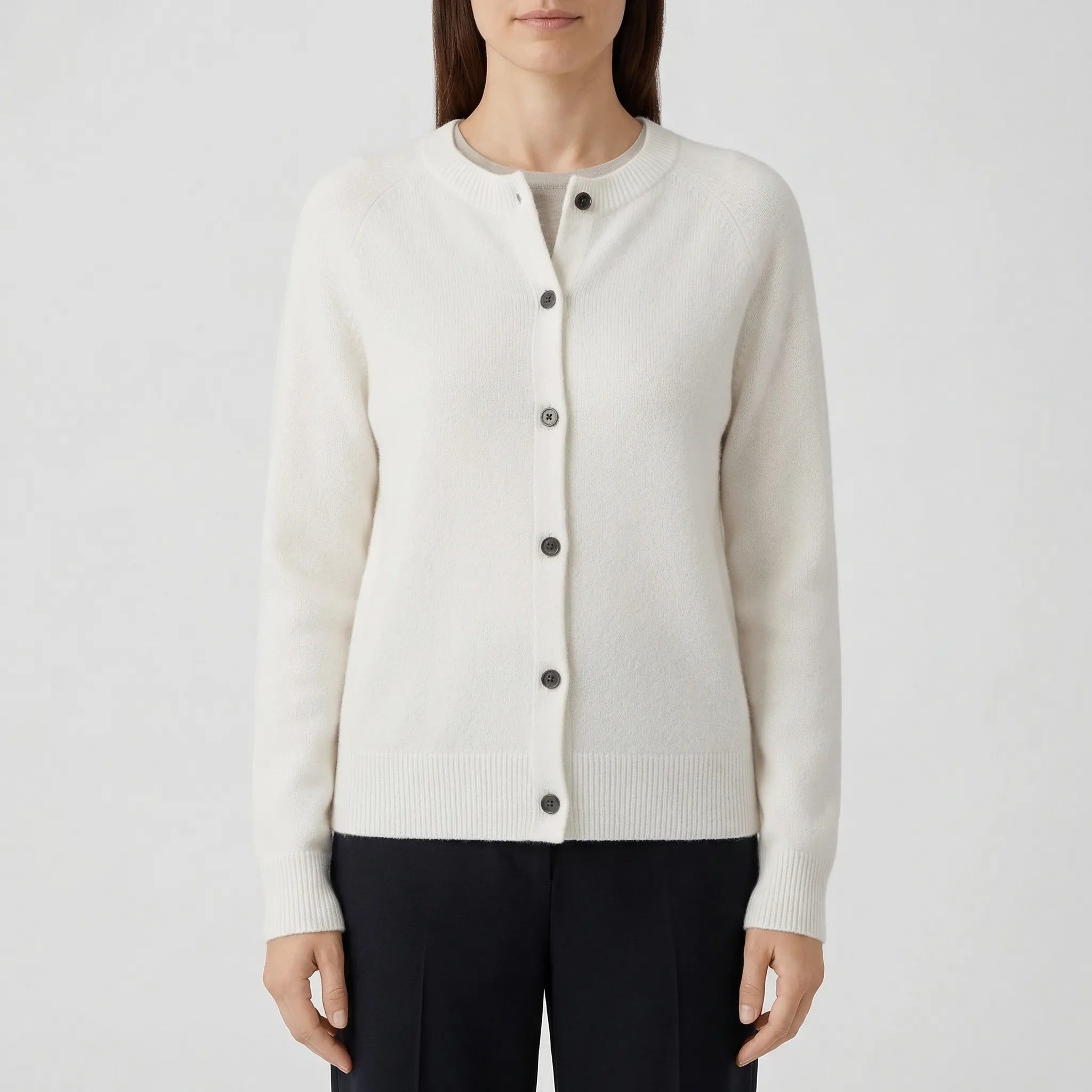 Welvona - Swobodny Kardigan Z Okrągłym Dekoltem