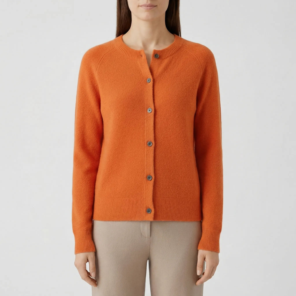 Welvona - Swobodny Kardigan Z Okrągłym Dekoltem