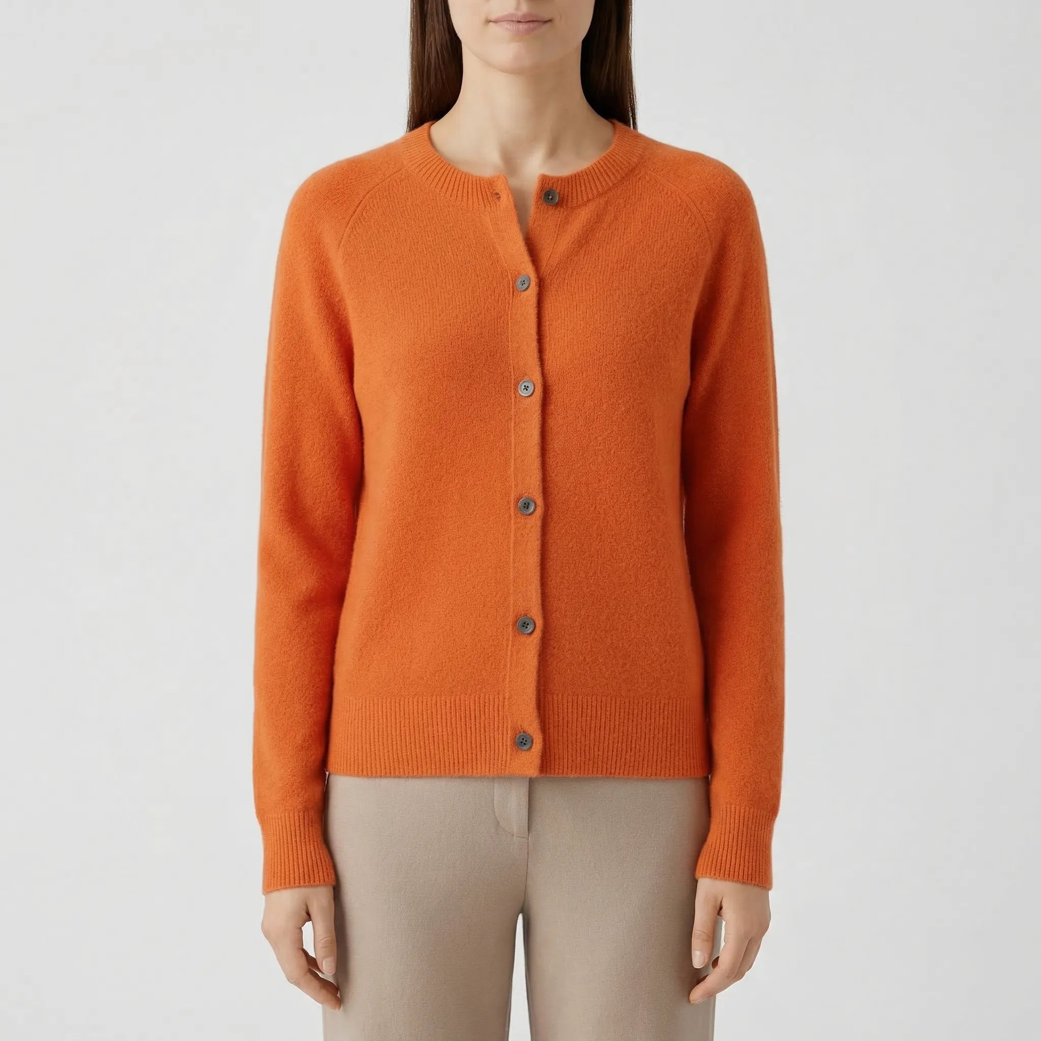 Welvona - Swobodny Kardigan Z Okrągłym Dekoltem