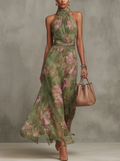 Ada | Sukienka maxi w kwiaty z dekoltem halter