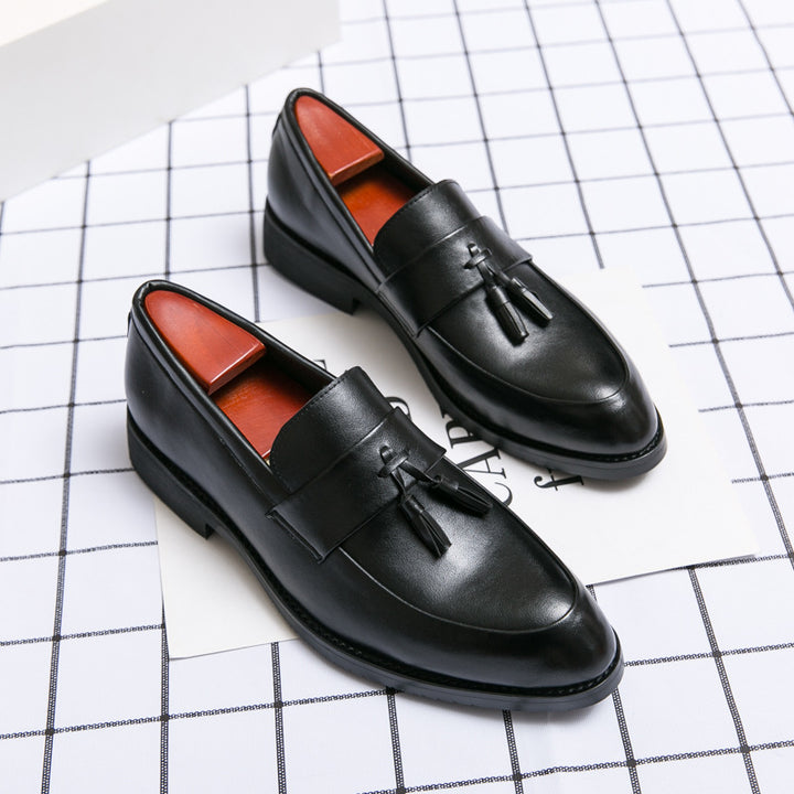 Męskie loafersy z chwostem, skórzane buty wizytowe