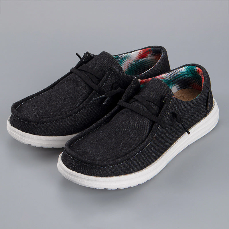 Męskie loafery casual slip-on z płótna w kolorze czarnym