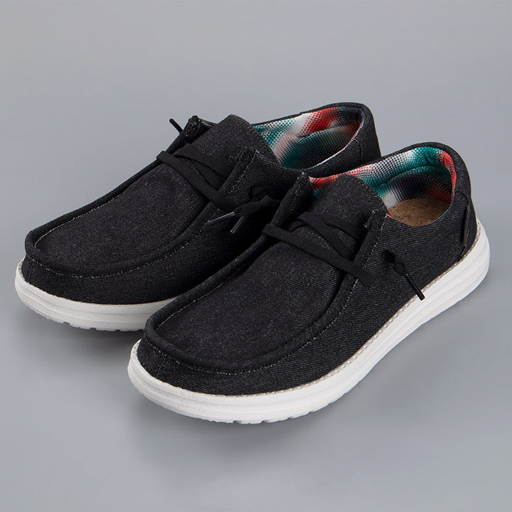 Męskie loafery casual slip-on z płótna w kolorze czarnym