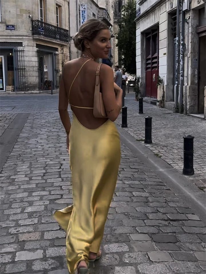 Anouk | Elegancka żółta sukienka midi