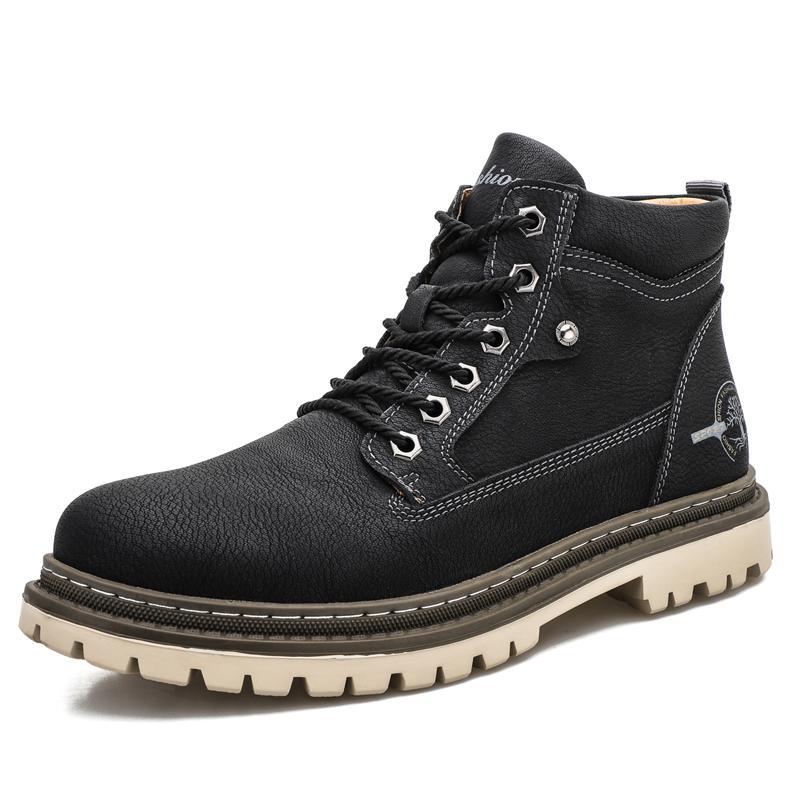Wysokie buty męskie casual ze skóry w kolorze czarnym