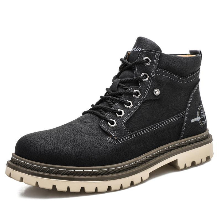 Wysokie buty męskie casual ze skóry w kolorze czarnym