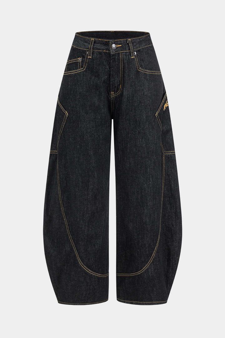Faustyna | Damskie barrel jeans wide leg
