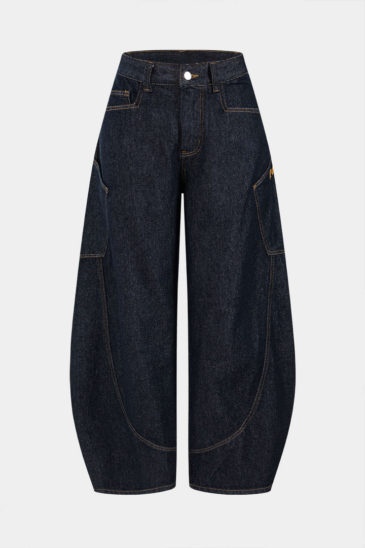 Faustyna | Damskie barrel jeans wide leg