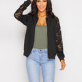 Sara | Γυναικείο bomber jacket με δαντέλα, βαμβακερό