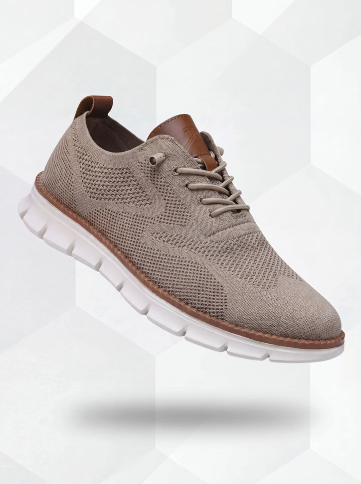 Gustaw | Męskie sneakersy khaki z białym