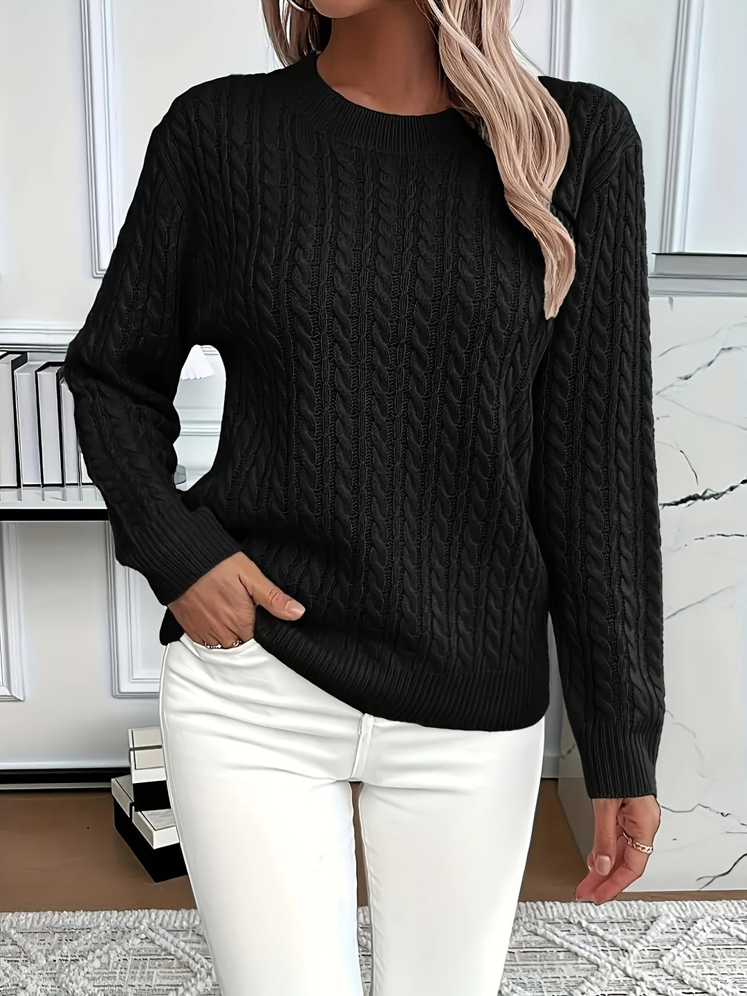 Iga | Damski sweter w warkoczowy splot