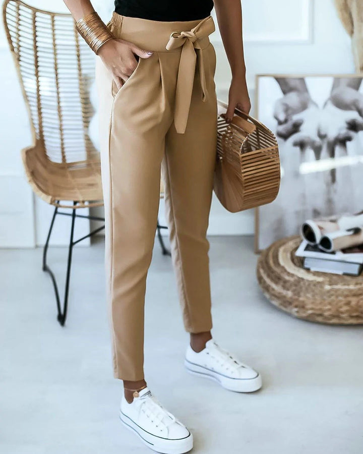 Milena | Eleganckie Spodnie z Wysokim Stanem