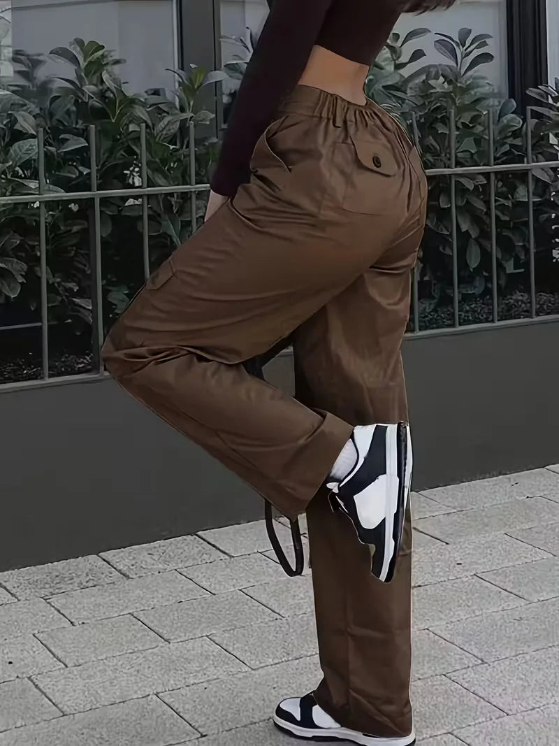 Nadia | Spodnie Cargo z Wysokim Stanem