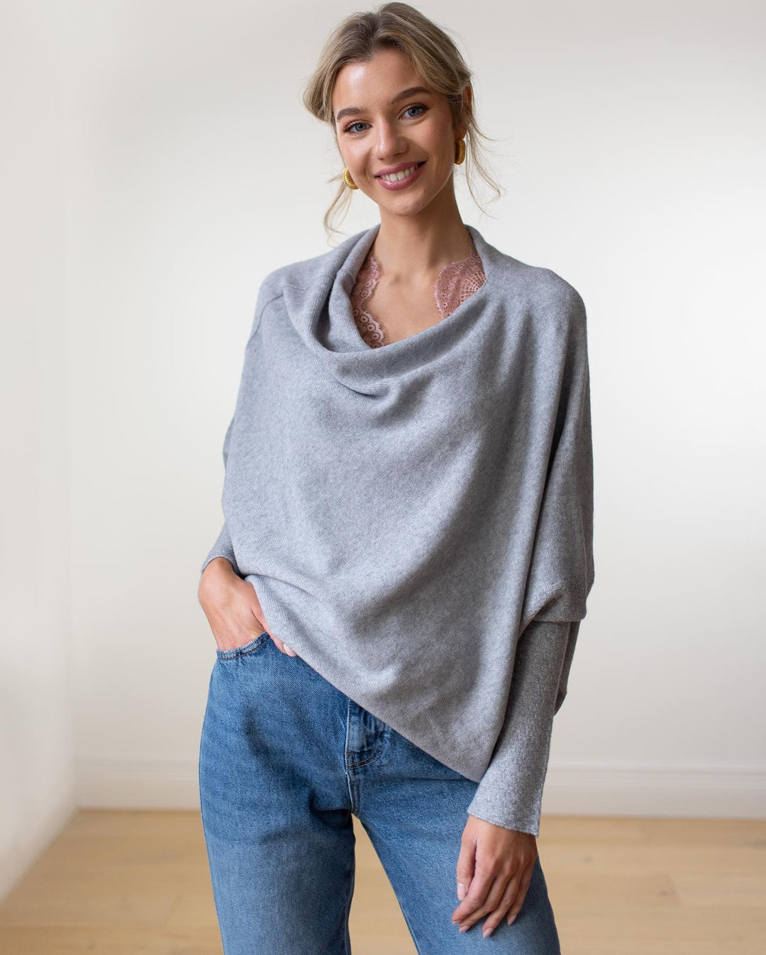 Tamara | Damski asymetryczny sweter cashmere