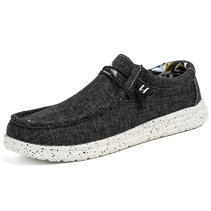 Męskie loafery casual slip-on z płótna w kolorze czarnym