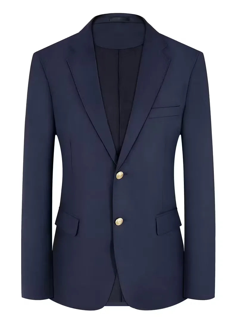 Kornel | Męska Marynarka Slim Fit ze Złotymi Guzikami