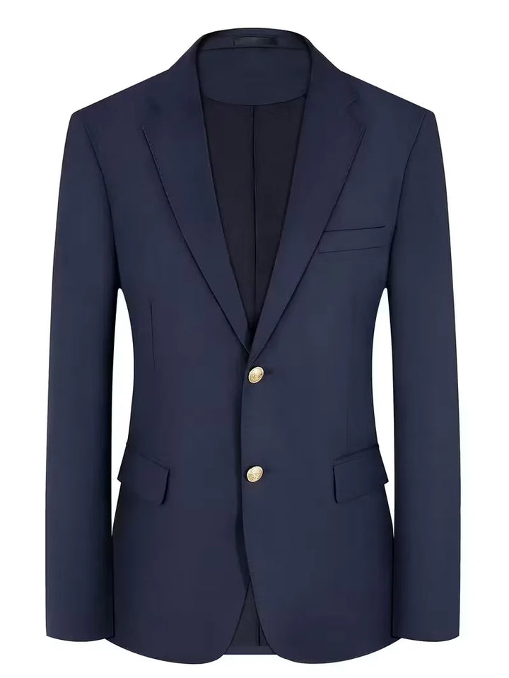 Kornel | Męska Marynarka Slim Fit ze Złotymi Guzikami