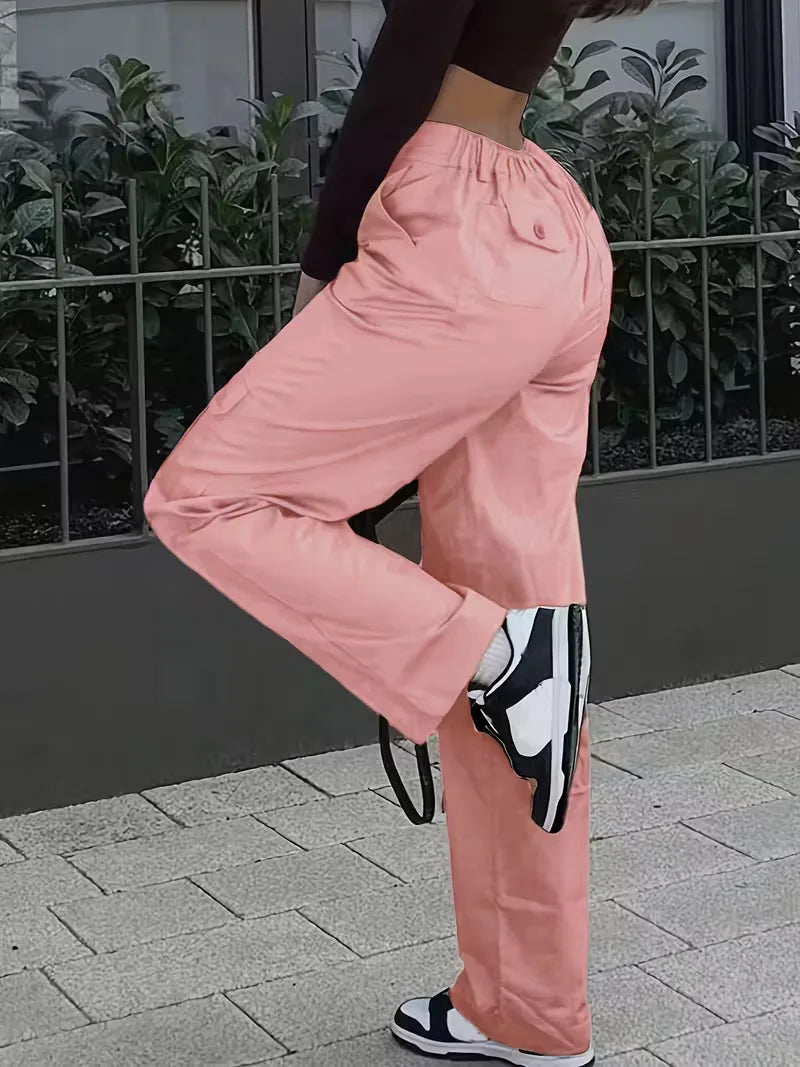 Nadia | Spodnie Cargo z Wysokim Stanem
