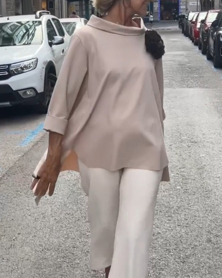 Laura | Elegancka Bluzka z Asymetrycznym Dołem