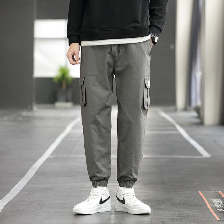 Męskie spodnie cargo joggery w kolorze khaki