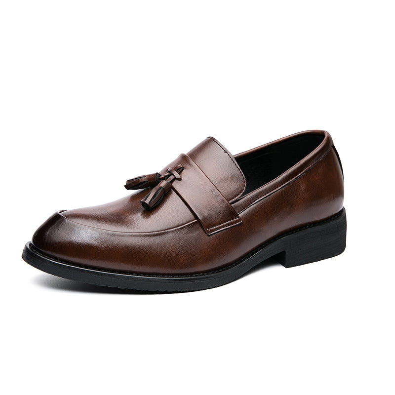 Męskie loafersy z chwostem, skórzane buty wizytowe