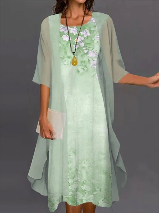 Rozalia | Zestaw Damski Sukienka Midi i Kimono