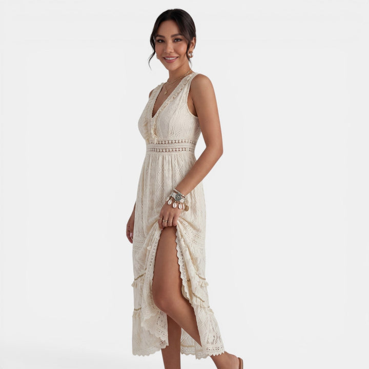 Bianka | Damska koronkowa sukienka maxi boho