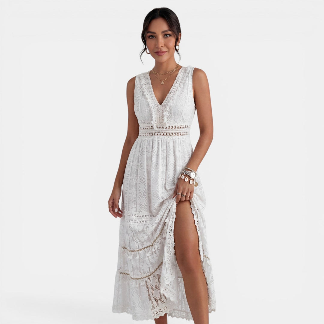 Bianka | Damska koronkowa sukienka maxi boho