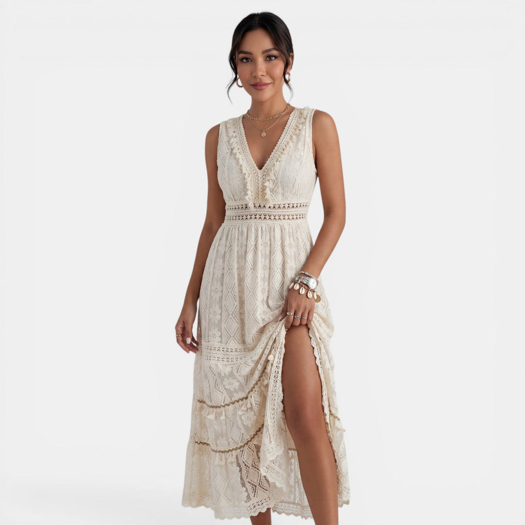 Bianka | Damska koronkowa sukienka maxi boho