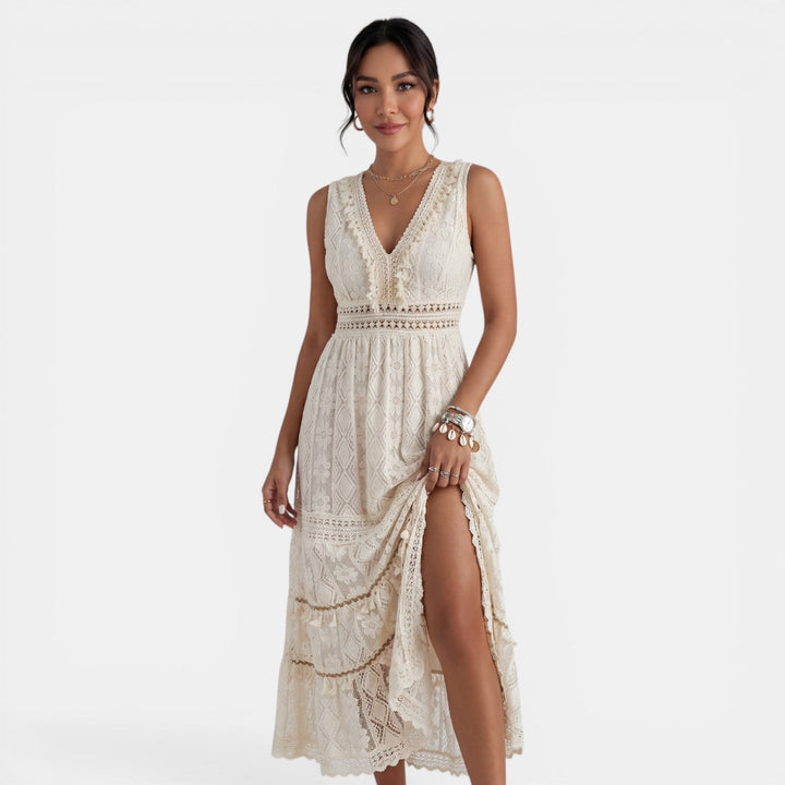 Bianka | Damska koronkowa sukienka maxi boho