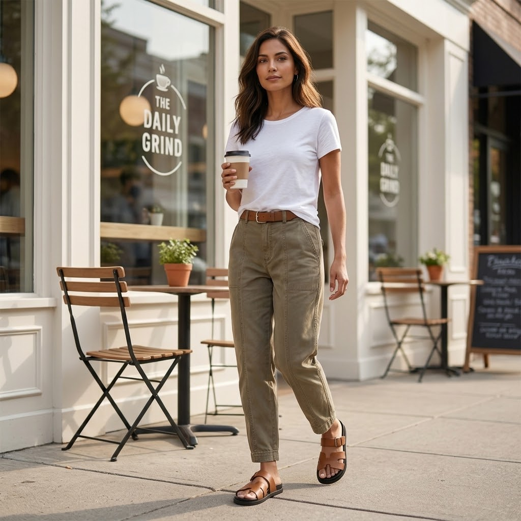 Damskie spodnie utility z wysokim stanem w kolorze khaki