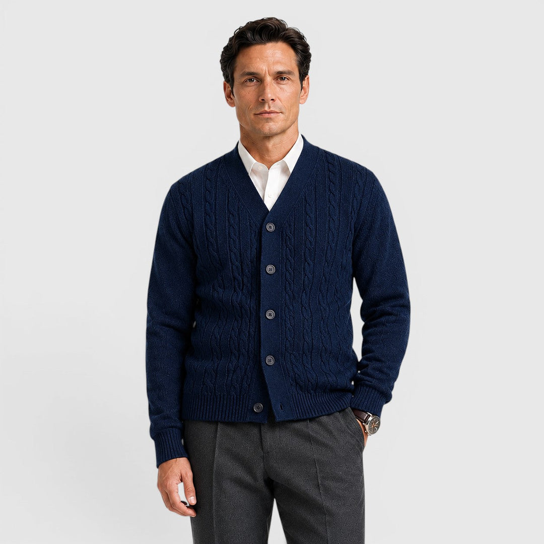 Karol | Kardigan Męski Rozpinany z Guzikami
