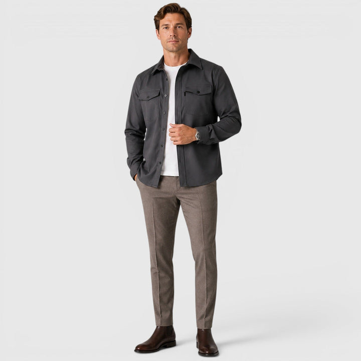 Adam | Szara Koszula Męska Overshirt
