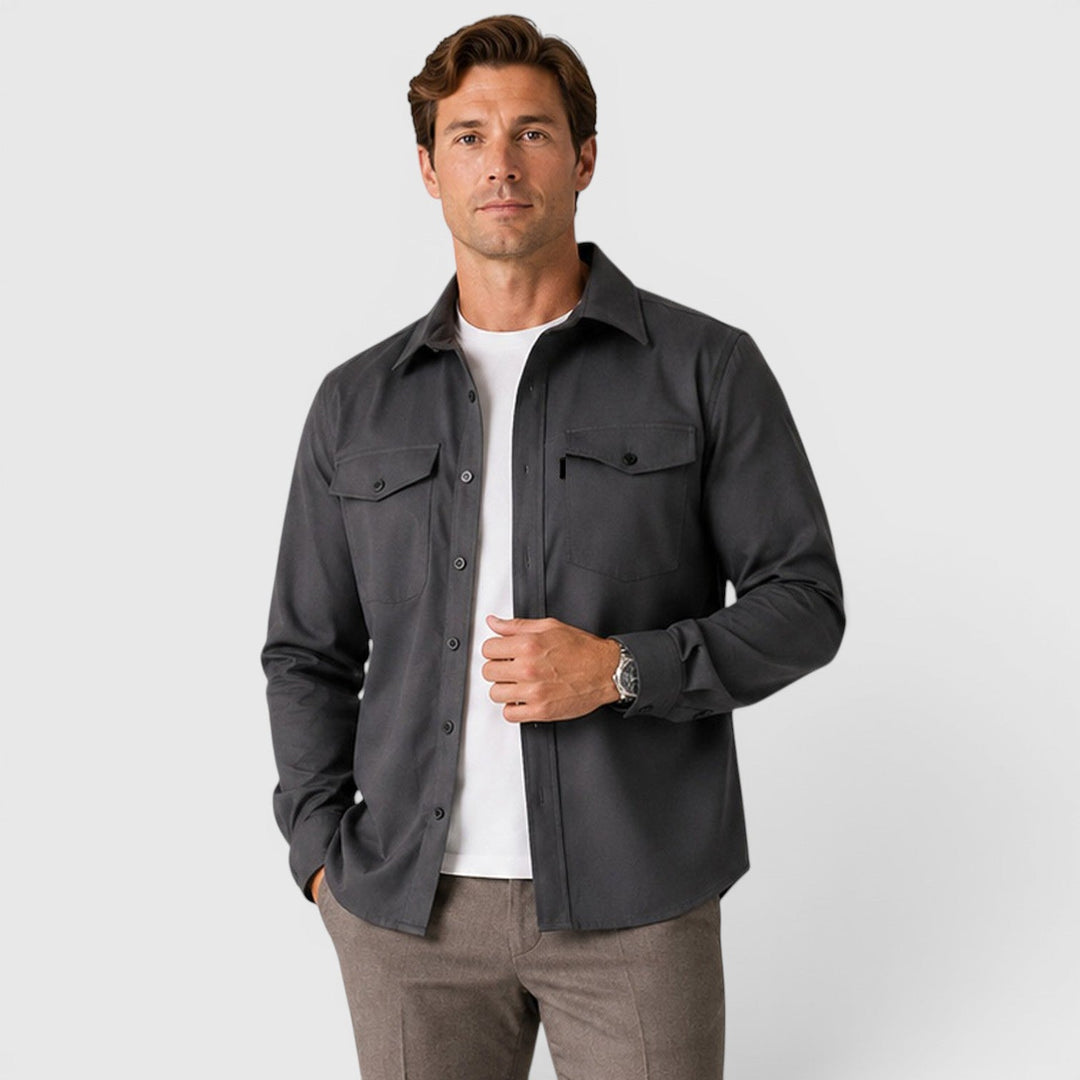 Adam | Szara Koszula Męska Overshirt