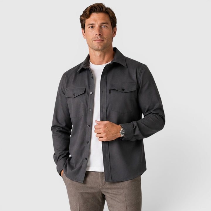 Adam | Szara Koszula Męska Overshirt