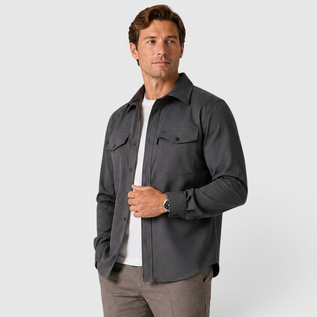 Adam | Szara Koszula Męska Overshirt