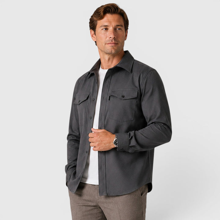 Adam | Szara Koszula Męska Overshirt