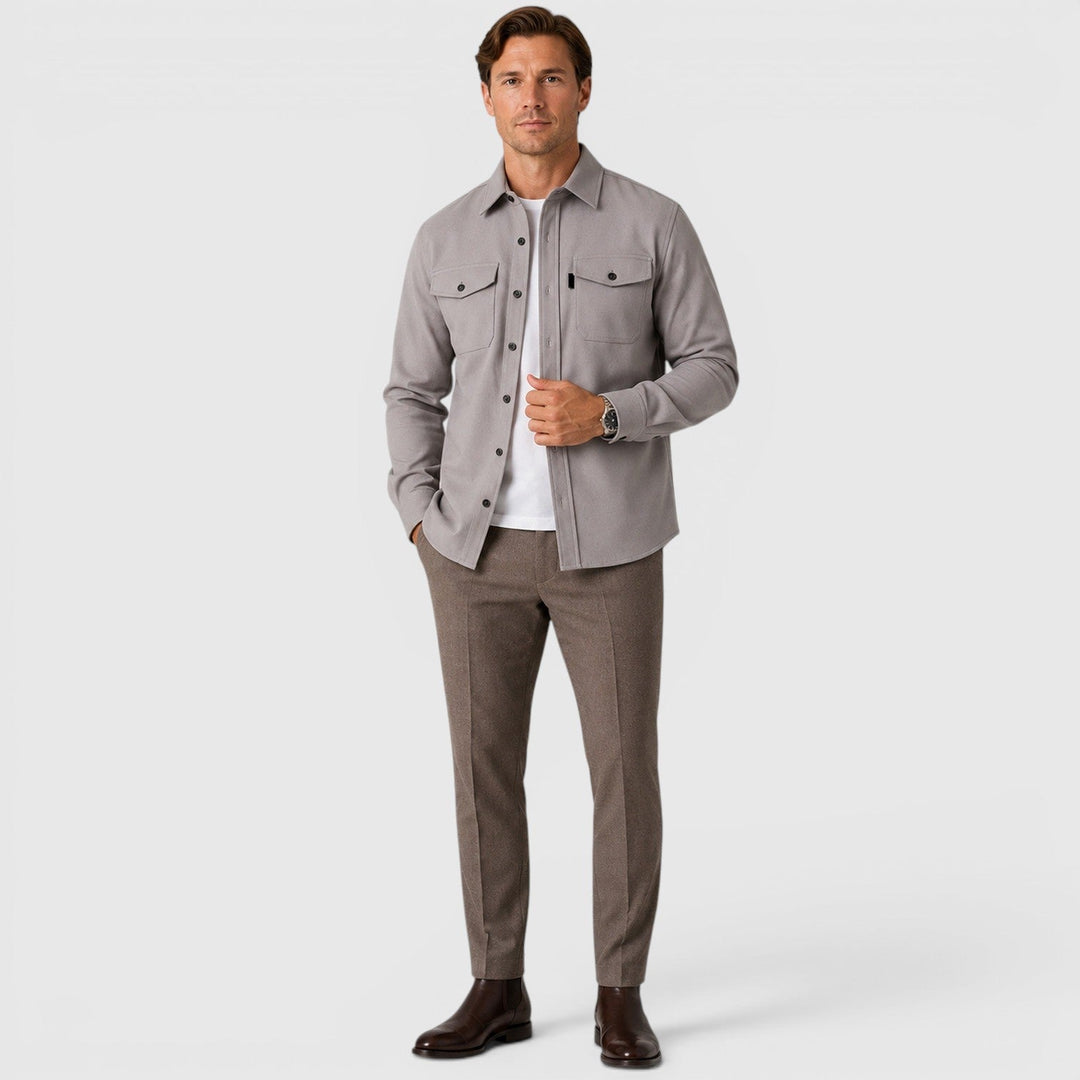 Adam | Szara Koszula Męska Overshirt